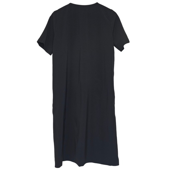 COTELAC Black V Neck Midi Sheath Dress Women's Sz Small Minimalist Career Pocket - Picture 6 of 14